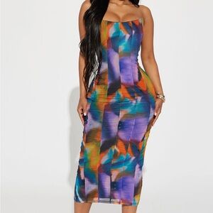 Fashion Nova On Point Mesh Corset Midi Dress Size Small NWT